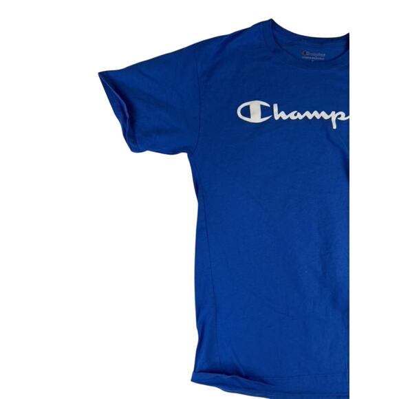 Champion Men's Blue Script Logo T-Shirt Medium Athletic Fit - Picture 7 of 8